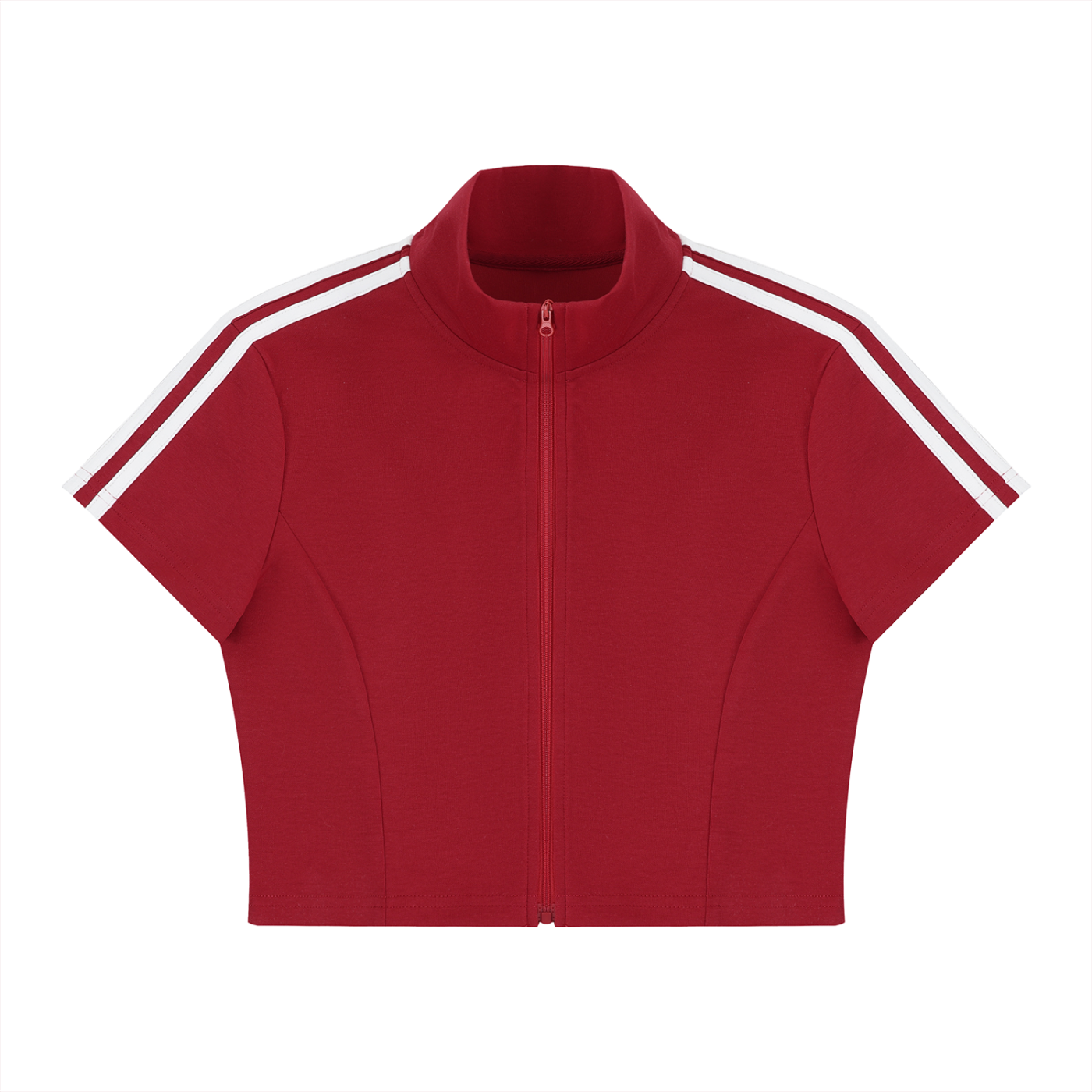 Women's Cropped Full Zip Short Sleeve T-Shirt
