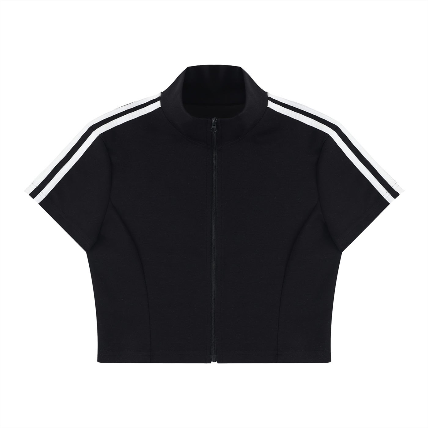 Women's Cropped Full Zip Short Sleeve T-Shirt