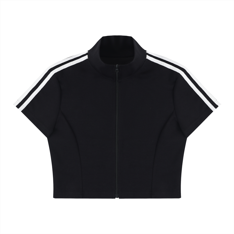 Women's Cropped Full Zip Short Sleeve T-Shirt