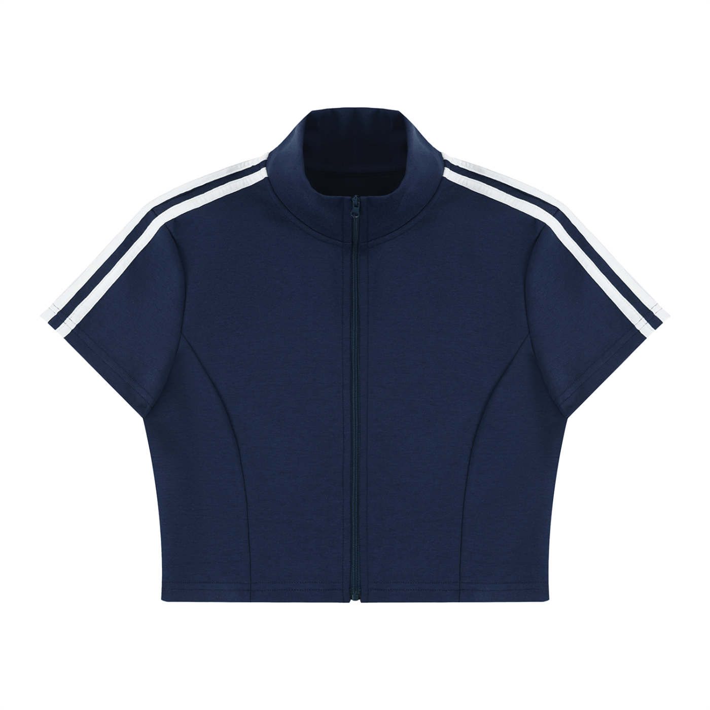 Women's Cropped Full Zip Short Sleeve T-Shirt
