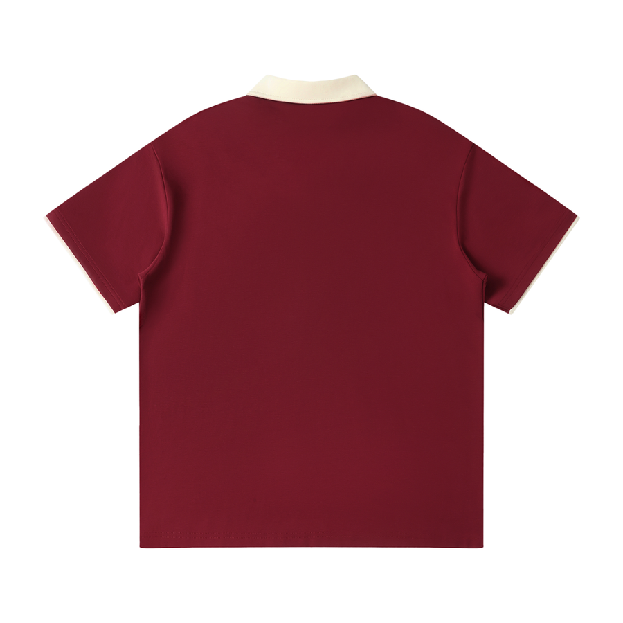 Contrast Collar Raglan Polo Shirt